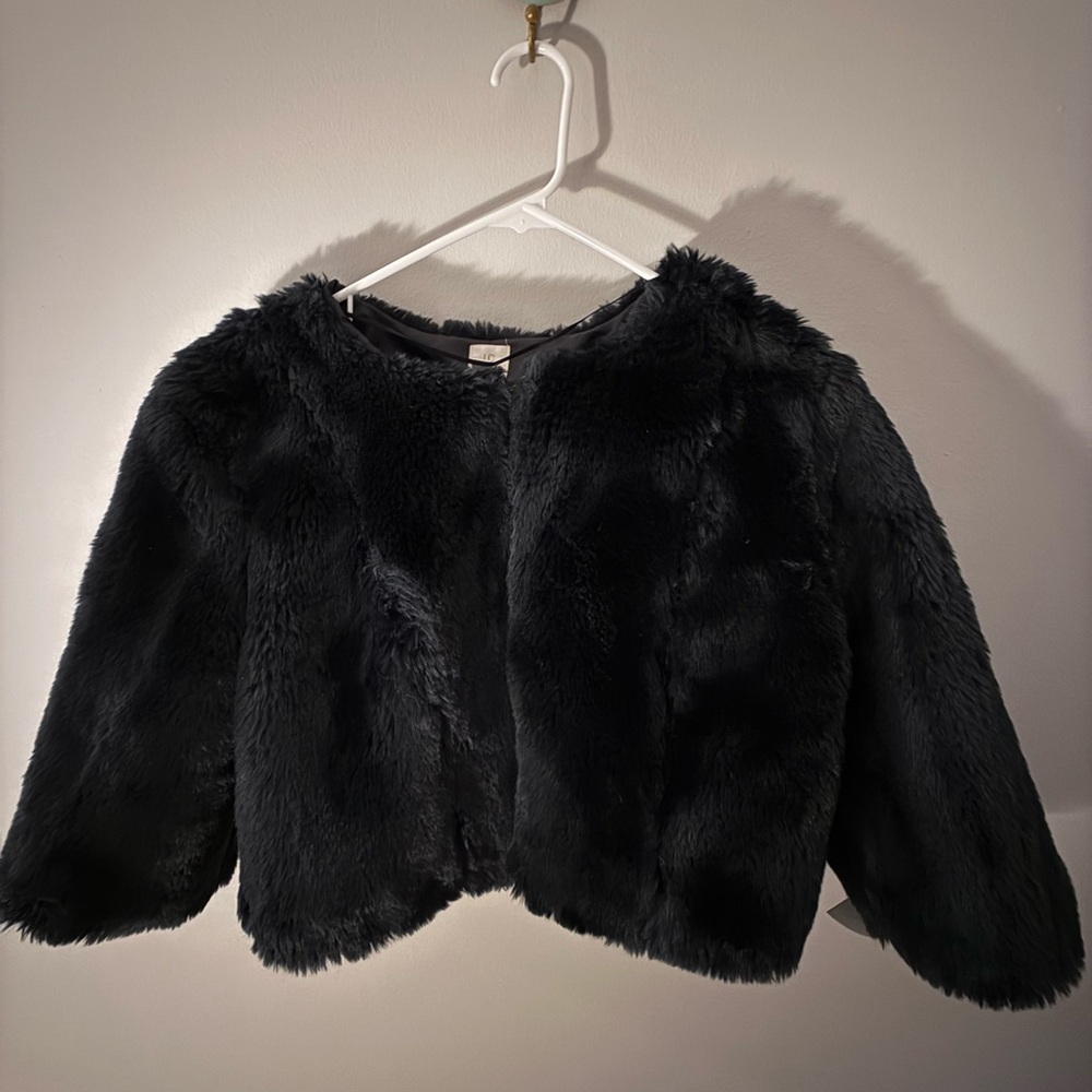 LC Lauren Conrad Black Faux Fur Cropped Jacket